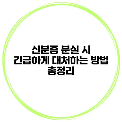 신분증 분실 시 긴급하게 대처하는 방법 총정리